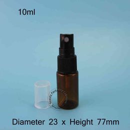 100pcs/Lot Promotion 10ml Perfume Bottles Amber Empty Small Cosmetic Black Cap Spray Jar Refillable Plastic Packaging Mini Vials