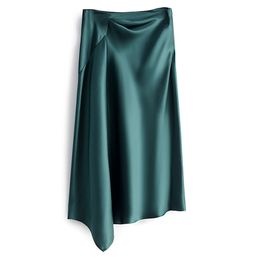 Elegant Women Satin Irregular Long Skirt New Womens Retro High Waist Sexy Slim Bag Hip Hips Skirts Saia 210309