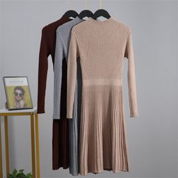 GIGOGOU Chic Women Long Knit Maxi Sweater Dress Autumn Winter Knitted A Line Dress Ribbed Thick Christmas Pullover Party Dresses T200911