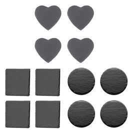 4 Pieces Rustic Round/Heart/Square Slate Stone Coasters 4 Inch Handmade Coasters for Bar and Home 210817