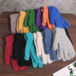 Women Girls Mittens Fashion Colourful Beautiful Smooth Autumn Winter Warm Mittens Double-layer Comfortable Gloves