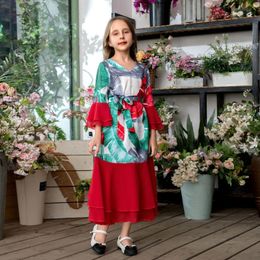 muslim kids clothes Canada - Ethnic Clothing Eid Mubarak Mother Daughter Dress Loose Muslim Robe Longue Outfits Print Middle East Kids Mom Girls Matching Clothes 2021