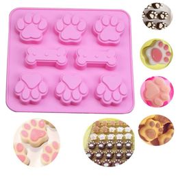 Silicone Chocolate Mould Cat Dog Paw Bone Soap Ice Mould Animal Footprint Cookie Baking Tool