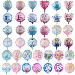 Wholesale 18 inch Baby Balloons 50pcs/lot Baby Boy & Girl Aluminium Foil Balloon Baey First Birthday Party Decorations