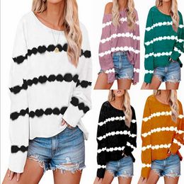 Women's Hoodies Sweatshirts 2022 new style tie-dye stripe printing loose round neck long-sleeved T-shirt sweater