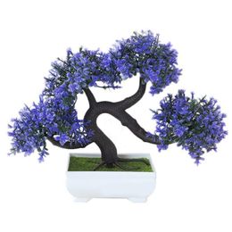 Decorative Flowers & Wreaths Simulation Tree Bonsai Greeting Pine Potted Display Housewarming Office Desktop Decorations Artificial Plants