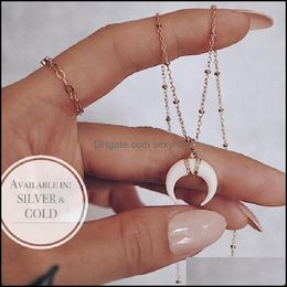 Pendant Necklaces & Pendants Jewellery Moonstone Moon Glow Necklace Gold Chain Bl Horn Ivory Crescent Round Copper Wire Fashion Women Drop Del