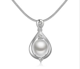 2021 Fashion Jewellery 925 sterling silver pearl & zircon pendant necklace new design engagement gift for women free shipping