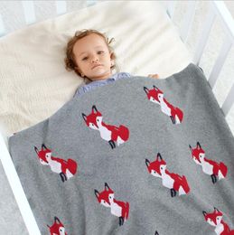 100x80cm new baby infant knitted basket blanket summer Air Conditioning Toddler Bedding Quilt Newborn Super Soft Swaddles Wrap Blankets Fox Design