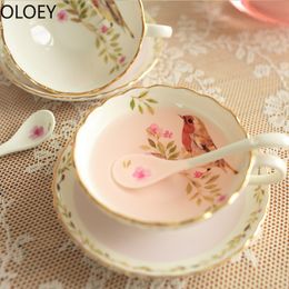 CeramicCoffee Cup Traditional Teacup Japanese European Bone China Coffee Cup and Saucer Set Handmade Porcelain