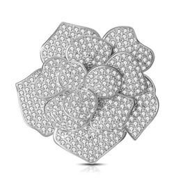 Charm Bright Flower Shape Brooches For Women Symbol Of Enthusiasm Jewellery Full Crystal Ladies Favourite Accessories