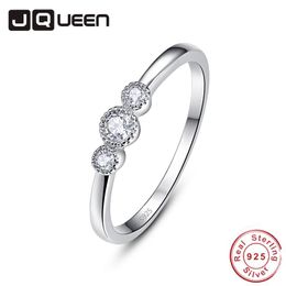 Wedding Rings JQUEEN Simply Style Cubic Zirconia For Woman Girl Fashion Silver Color Band Pave 925 Sterling Ring Size 6-9