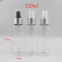 transparent 120ml silver metal spray pump containers bottle ,high quality perfume cosmetic bottle, aluminum mist nozzle spraygood qty