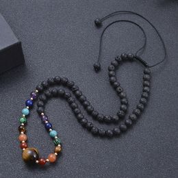 6mm Natural Lava Stone Energy Bead Handmade Rope Braided Beaded Necklaces For Women Girl Party Club Decor Yoga Jewelry
