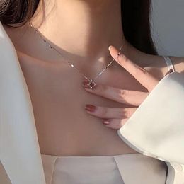 Pendant Necklaces VJGYHO 925 Sterling Silver Geometry Cube Hollow Choker For Women Fashion Clavicle Chain Neckalce Matching Jewellery