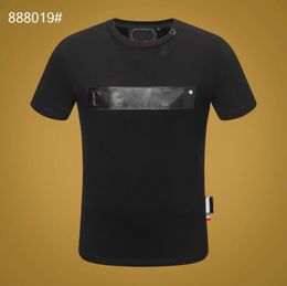 PP Fashion Men's Designer slim fit T-shirt Summer rhinestone Short Sleeve Round Neck shirt tee Skulls Print Tops Streetwear collar Polos M-xxxL P888019