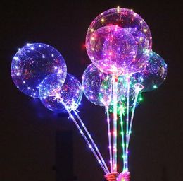 Party Supplies LED Bobo Balloon With 31.5inch Stick 3M String Balloons LEDs Light Christmas Halloween Birthday Decor Bobos Ball SN2546