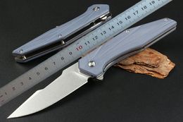 1Pcs High Quality RM12 Flipper Folding Knife D2 Stone Wash Blade G10+Stainless Steel Handle Ball Bearing EDC Pocket Knives