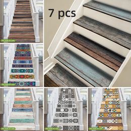Funlife® 18x100cmx7pcs 24 Style Stair Sticker Waterproof Self-adhesive PVC Staircase Sticker for Bathroom Kitchen Stairway Decor 210308