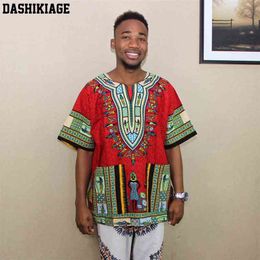 (fast ) est Fashion Design African Traditional Print 100% Cotton Dashiki T-shirt for unisex 210707