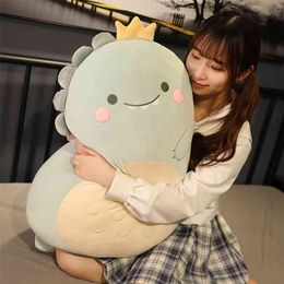 Cute Elastic Animal Toy Plush Stuffed Bear Dino Pig Huggable Plushie Pillow Friend with Zipper 45/60/80cm 210728