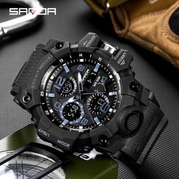 SANDA New G Style S Shock Uomo Sport Orologi sportivi Big Quadrante Luxury LED Digital Military Watch Orologi da polso impermeabili 210303