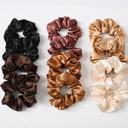 Hairbands Solid Scrunchies Hair Bands Satin Large intestine Hair Ties Ropes Girls Ponytail Holder Hair Accessories 6 Designs 300pcs DW4259