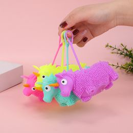 Children's luminescent elastic big eye toy cartoon soft fine hair glitter pinching joy decompression unicorn