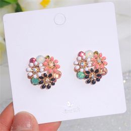 Trendy Cute Sweet Crystal Flower Stud Earrings for Women Girl Charm Elegant Pearl Flower Birds Earring Wedding Party Jewelry