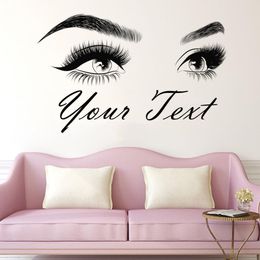 Eyebrows wall sticker Make Up Beauty Salon home decoration Custom text Eyelashes Wall Decal lashes brows Custom Sticker HY05 210308