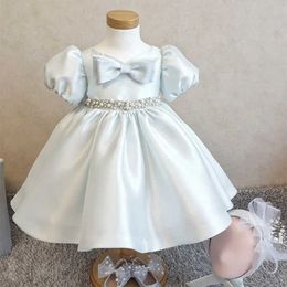Baby Girl Big Bowknot Dress Formal Children Baptism 1st Birthday Dresses For Infant Princess Party Gown Girls Boutique Clothes 210615