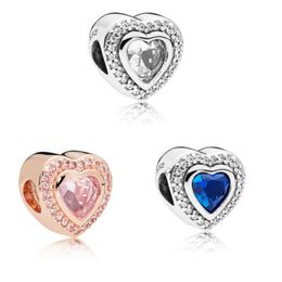 Sparkling Love Charm Clear CZ Vintage Beads Silver 925 original Fits European Woman Bracelets DIY Beads For Jewellery Making Q0531
