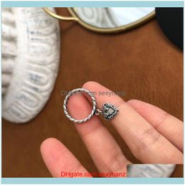 Jewelryretro Heart Charm Ring , Style Soul Jewellery Good Jewerly For Women Men ,2021 Gift In 925 Sterling Sier,Super Deals Cluster Rings Drop