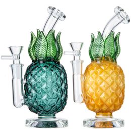 5mm Thick Glass Bongs Water Pipes 8 Inch Hookahs Inline Perc Recycler Bubbler Oil Dab Rigs 14.5mm Female Joint with Bowl WP2194 Pineapple Bong