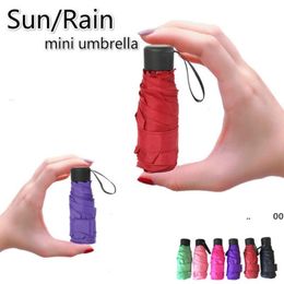2022 мини-зонтик Маленькая мода складной зонтик дождь женщины подарок мужчины мини карманные парасольские девушки анти-ультрафиолетовые водонепроницаемые портативные путешествия зонтики RRF11378