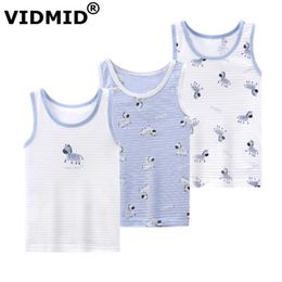 VIDMID 3pcs/lot Baby Children vest summer boys Girls tanks t-shirt Cotton tank sleeveless kids boy cartoon beach clothes 210306