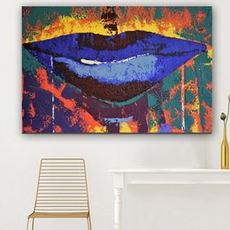 Blue Mouth Wall Art Pictures Abstract Art Canvas Painting For Living Room Posters Print Watercolour Pictures