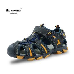 Apakowa rubber closed toe Kids sports sandal boys sandals children's summer beach sandals boys girls sandals for toddler kids 210226