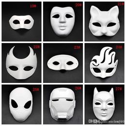 Halloween Full Face Masks DIY Hand-Painted Pulp Plaster Covered Paper Mache Blank Mask White Masquerade Masks Plain Party Mask XVT1088