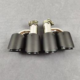 1 Pair H Mode Exhaust Pipe Matte Carbon Fiber Silver Stainless Steel Car Universal Length 240MM Auto Parts Accessories Nozzles