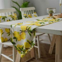 Table Runner Lemon Printing Plant cloth Dining TV Cabinet Runners Placemat Set American Country Style 210709