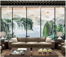 Custom photo wallpaper 3d murals wallpapers New Chinese Ink Landscape TV Background Wall Mountain River Decorative Painting wall papers