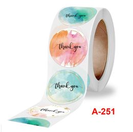 Hot Home Festive Thank You Business Stickers Ink Painting Gift Wrap Stickers Shipping Stickers 1 Inch 500 Labels KD1