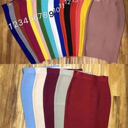 Top Quality Girl Sexy 21 Colors Knee Length Bandage Pencil Women Pary Fashion Formal Skirt 210619