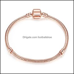 Jewellery Rose Gold Bracelets Women Snake Chain Charm Beads For Pandora Bangle Bracelet Children Gift Drop Delivery 2021 B0Ycg