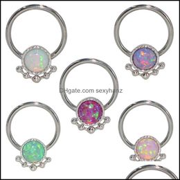 Other Body Jewellery Chuanci Captive Bead Ring Opal Gem Nose Septum Clicker S Piercing Ear Rook Cartilage Earring Drop Delivery 2021 B02Rp