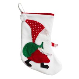 christmas sacks wholesale UK - Christmas Decorations Classic Plaid Flannel Stocking Sack With Santa Claus Luxurious Xmas Gift Candy Bag Fireplace Tree Party Decor