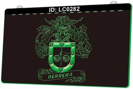 LC0282 Iglesias Family Crest Herrera Light Sign 3D Engraving
