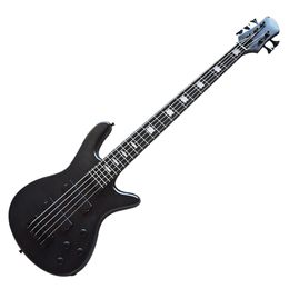 Factory Outlet-5 Strings Matte Black Electric Bass Guitar with Flame Maple Veneer,Rosewood Fretboard