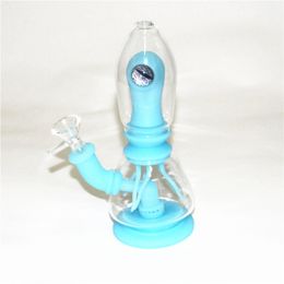 Eye Decoration Hookahs Silicone Pipe Water Bong With 4mm thick quartz banger For Smoking FDA Silicon Dab Rigs Unbreakable Oil Rig Bongs
